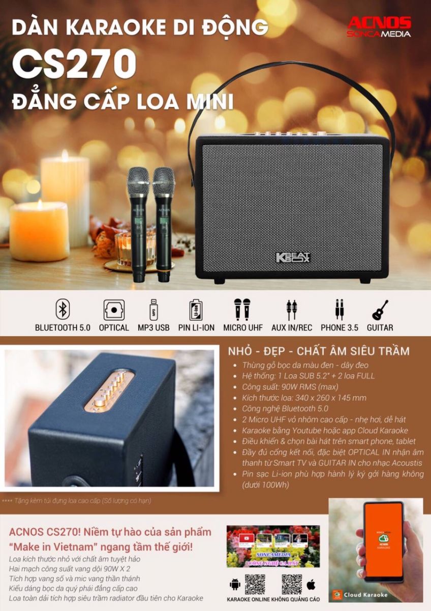 Loa Di Động Xách Tay Cao Cấp ACNOS CS270 Chính Hãng