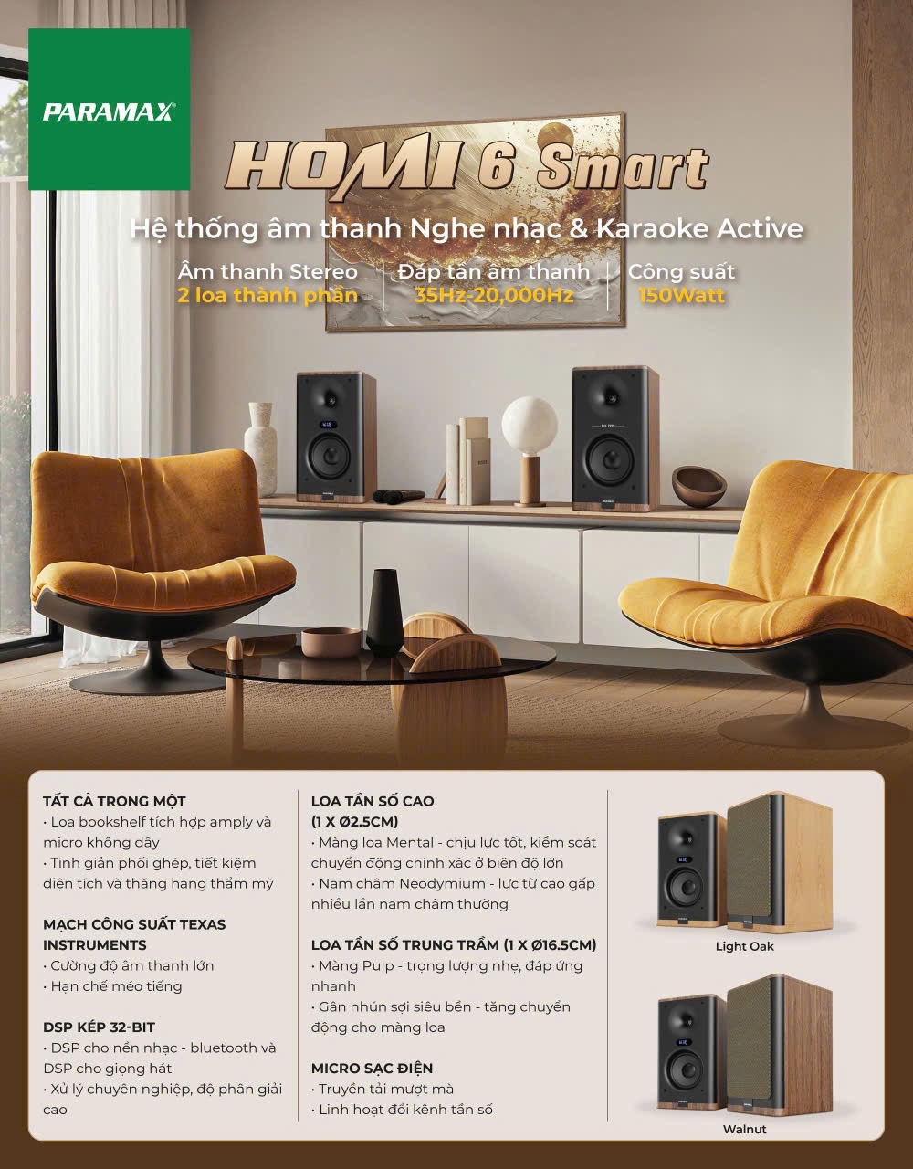 Bộ Loa Active Karaoke Và Nghe Nhạc PARAMAX HOMI 6 Smart
