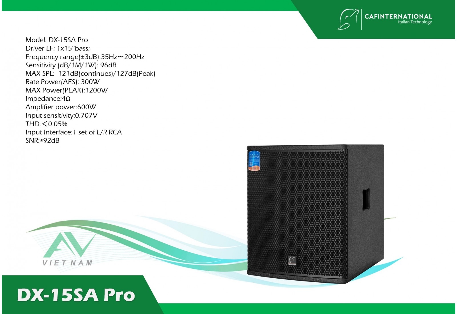 Loa Siêu Trầm CAF DX15SA Pro